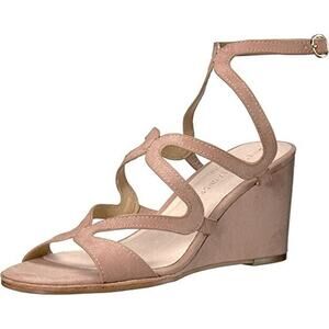 NEW Chinese Laundry Radical Wedge Dress Sandals Nude Pink Suede Women's 8.5